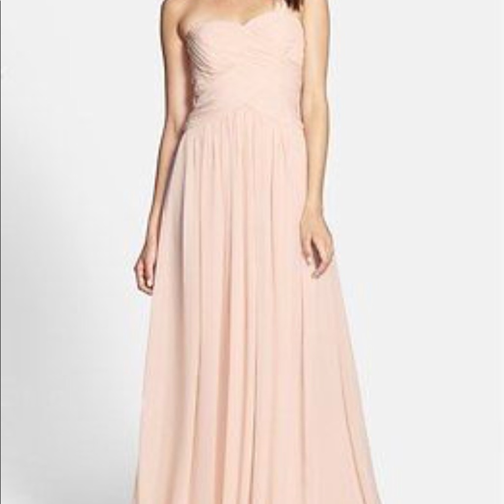 js boutique strapless ruched chiffon dress gown